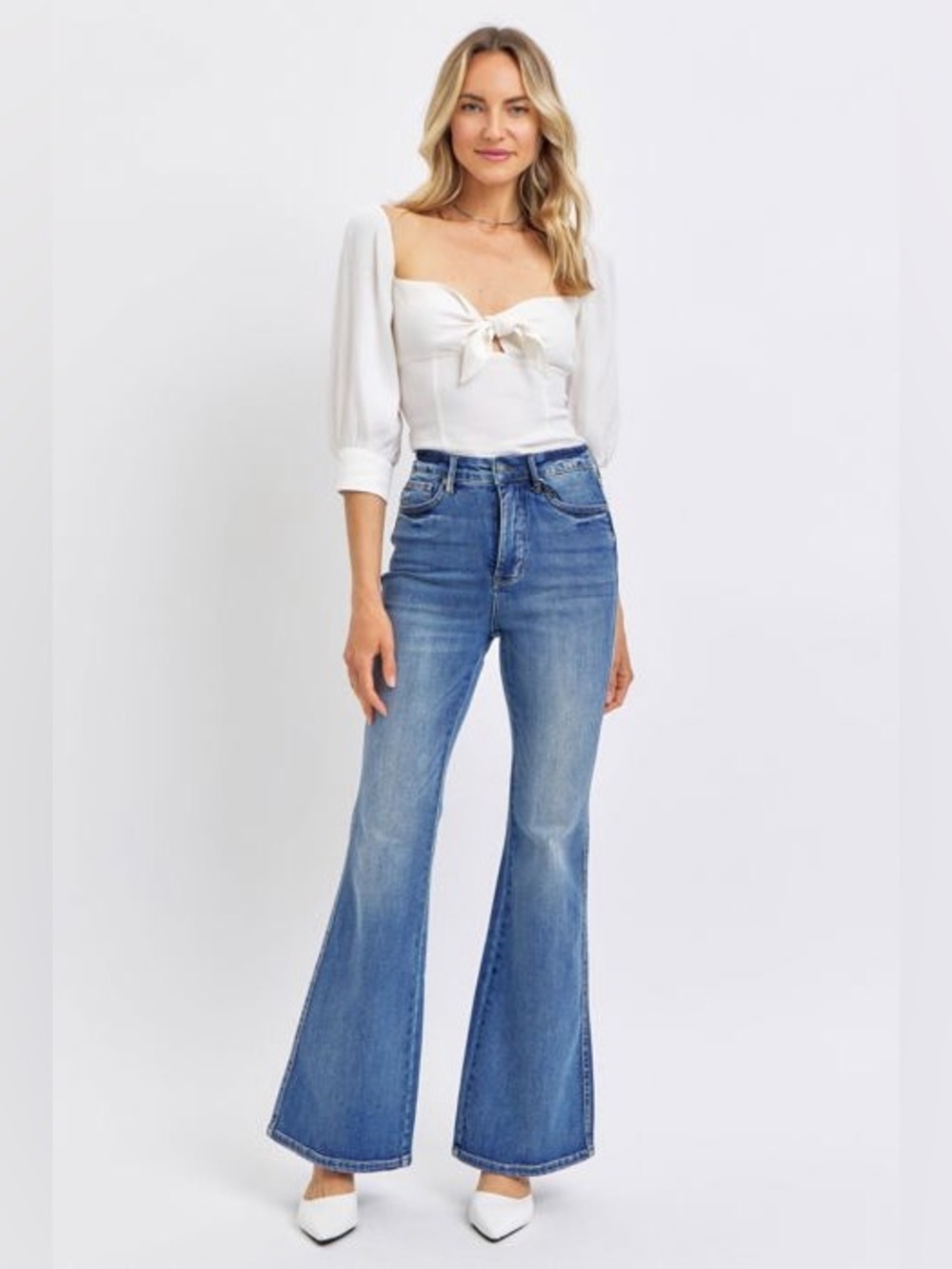 Judy Blue High Waist Tummy Control Contrast Flare Denim sz 26 - Picture 1 of 13